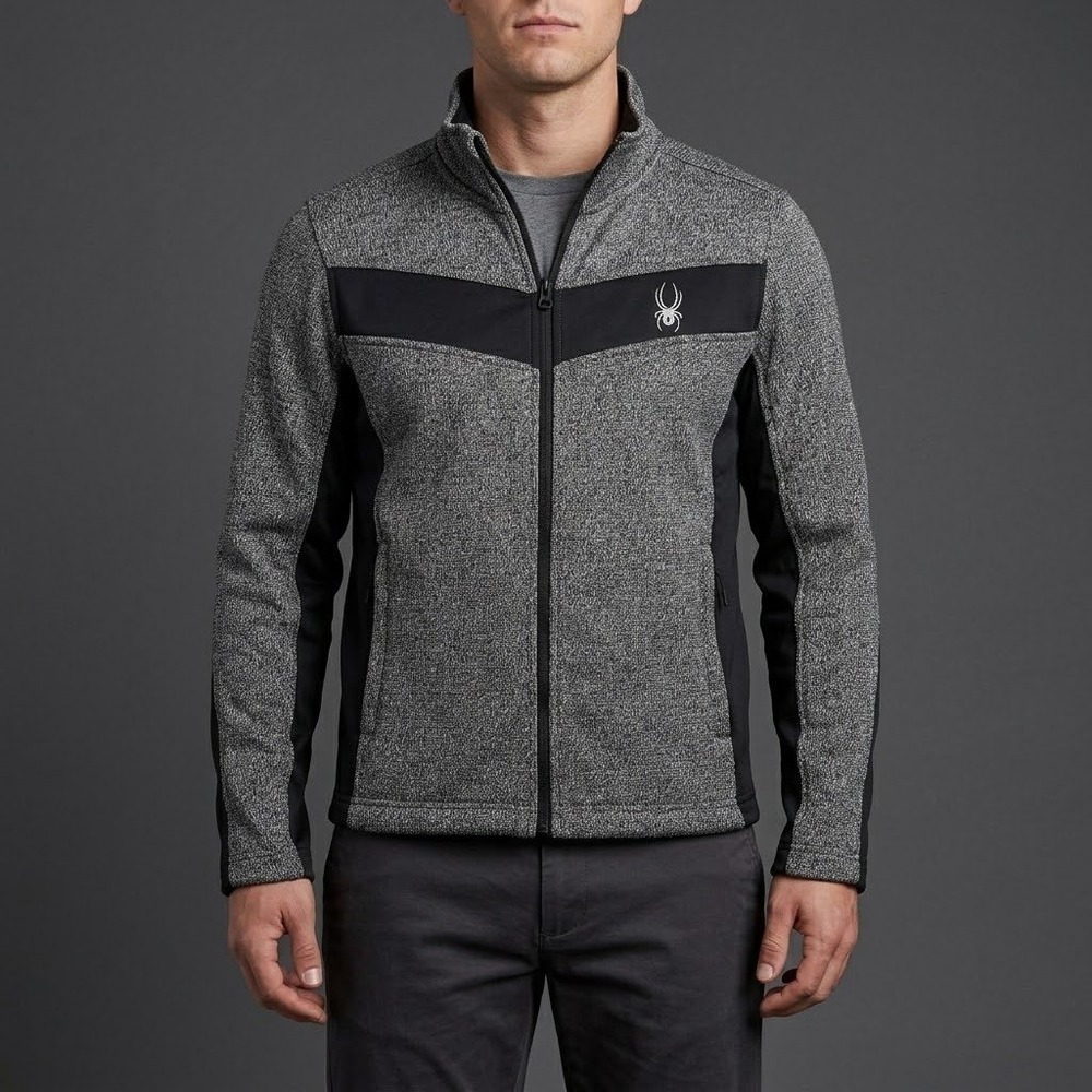 Spyder Full‎ Zip Sweater Fleece Jacket Mens Small Gray EUC